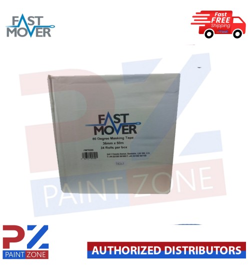 FAST MOVER TOOLS MASKING TAPE - 80 DEGREES - 36MM X 50MTRS - 24 ROLLS - 1 BOX